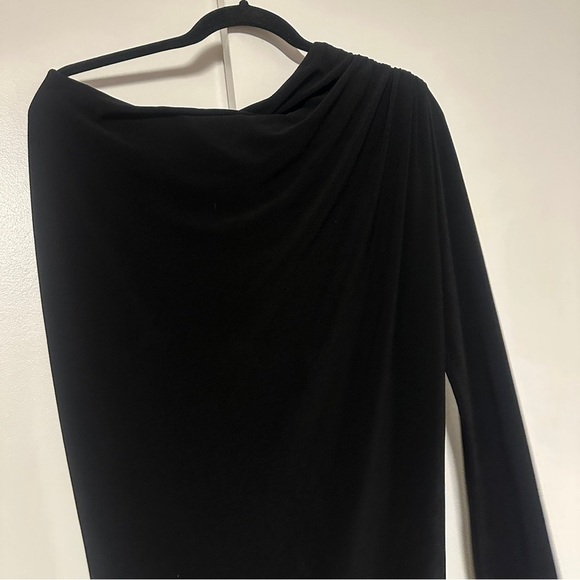 Rachel Zoe Black Jersey One Shoulder Long Sleeve asymmetrical hem Dress Size 4 - Picture 7 of 8